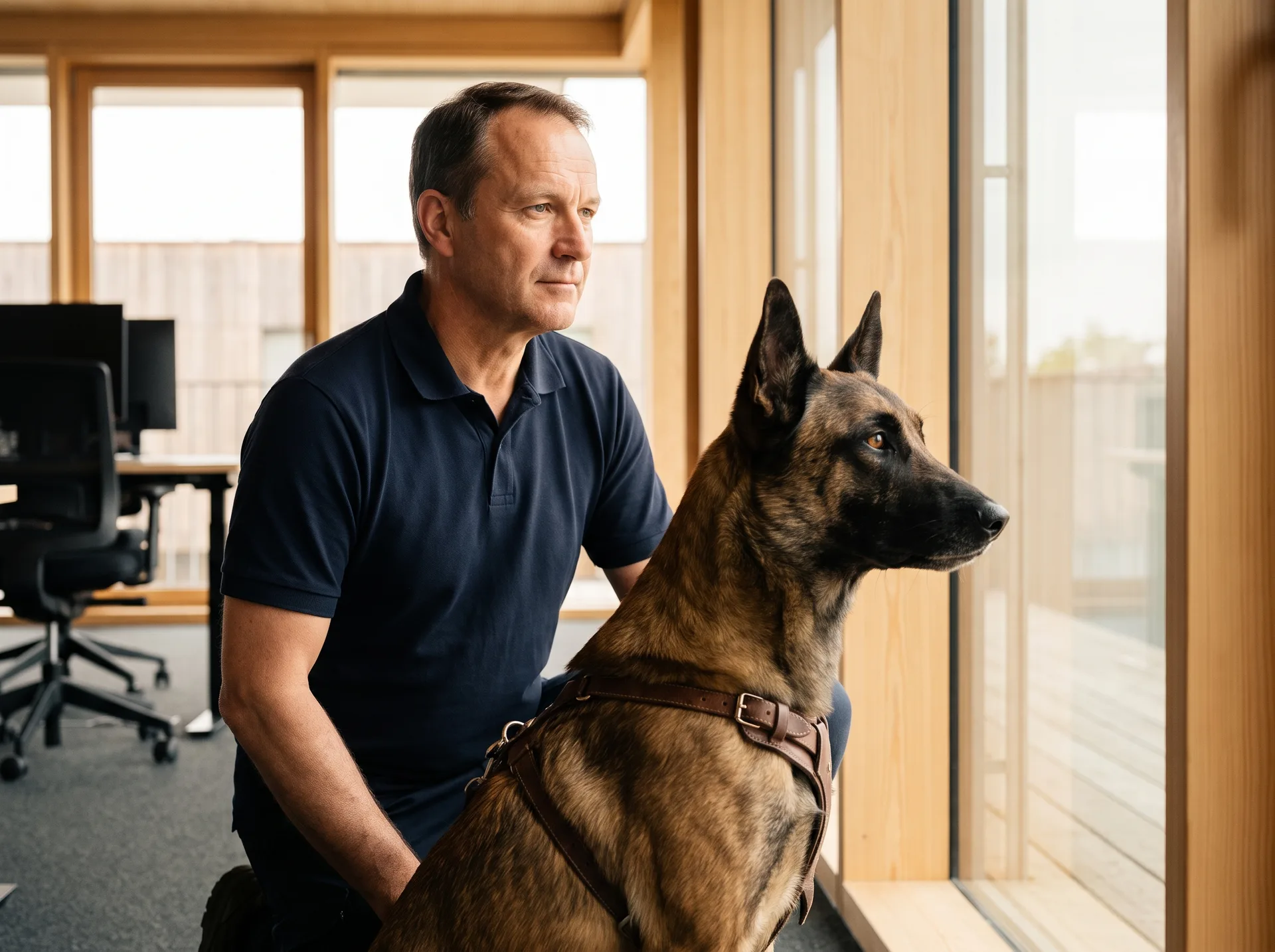 Maître-chien professionnel et son chien détecteur de punaises de lit